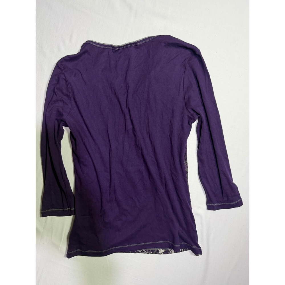 Y2K Purple Paisley Boho Long Sleeve Embellished Whimsigoth Top